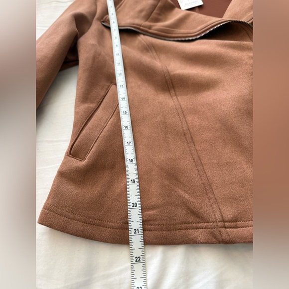 NWT AUTOMET Brown Faux Suede Moto Jacket | Size M | Asymmetrical Zip - Picture 10 of 11
